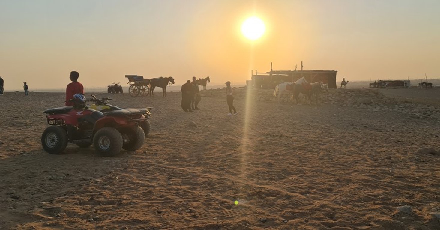 Quad biking the Sahara Desert at Sunset